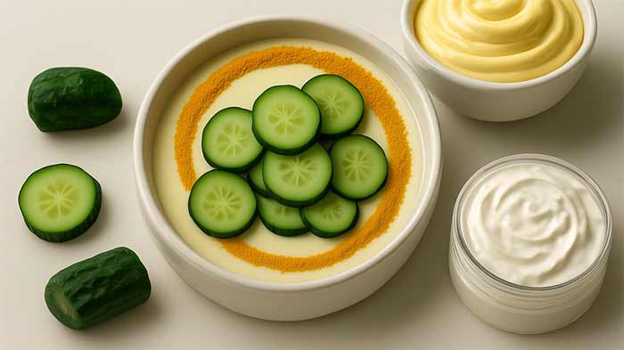 ماسک  با ماست، زردچوبه و خیار